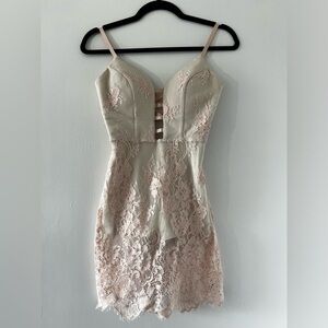 Beige Bebe Sheer Dress with Light Pink Accents Size 0